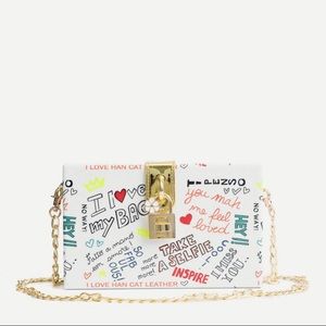 Boxy Leather Letter Printed Bag